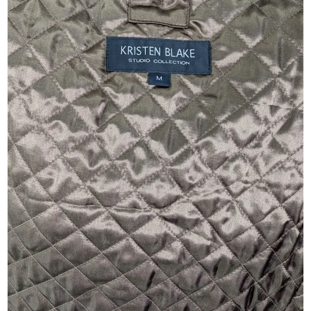 Vintage Green Military Trench‎ Coat Kristen Blake Studio Collection Belted M - Picture 6 of 7